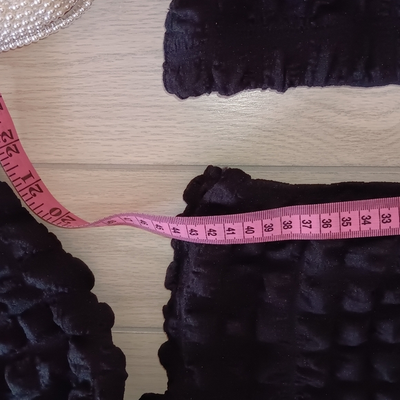 Plus Size Autumn Set One-Character Collar Solid Color Bubble Two-Piece Set - Picture 7 of 13